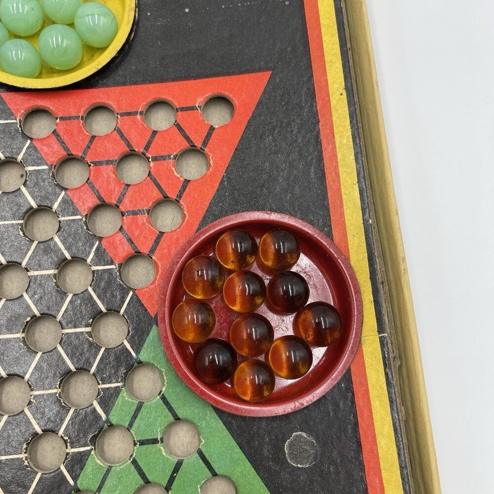 Vintage Baldwin Mfg Man-Dar-In Chinese Checkers Marble Board Game 1940's USA VTG - Picture 10 of 16